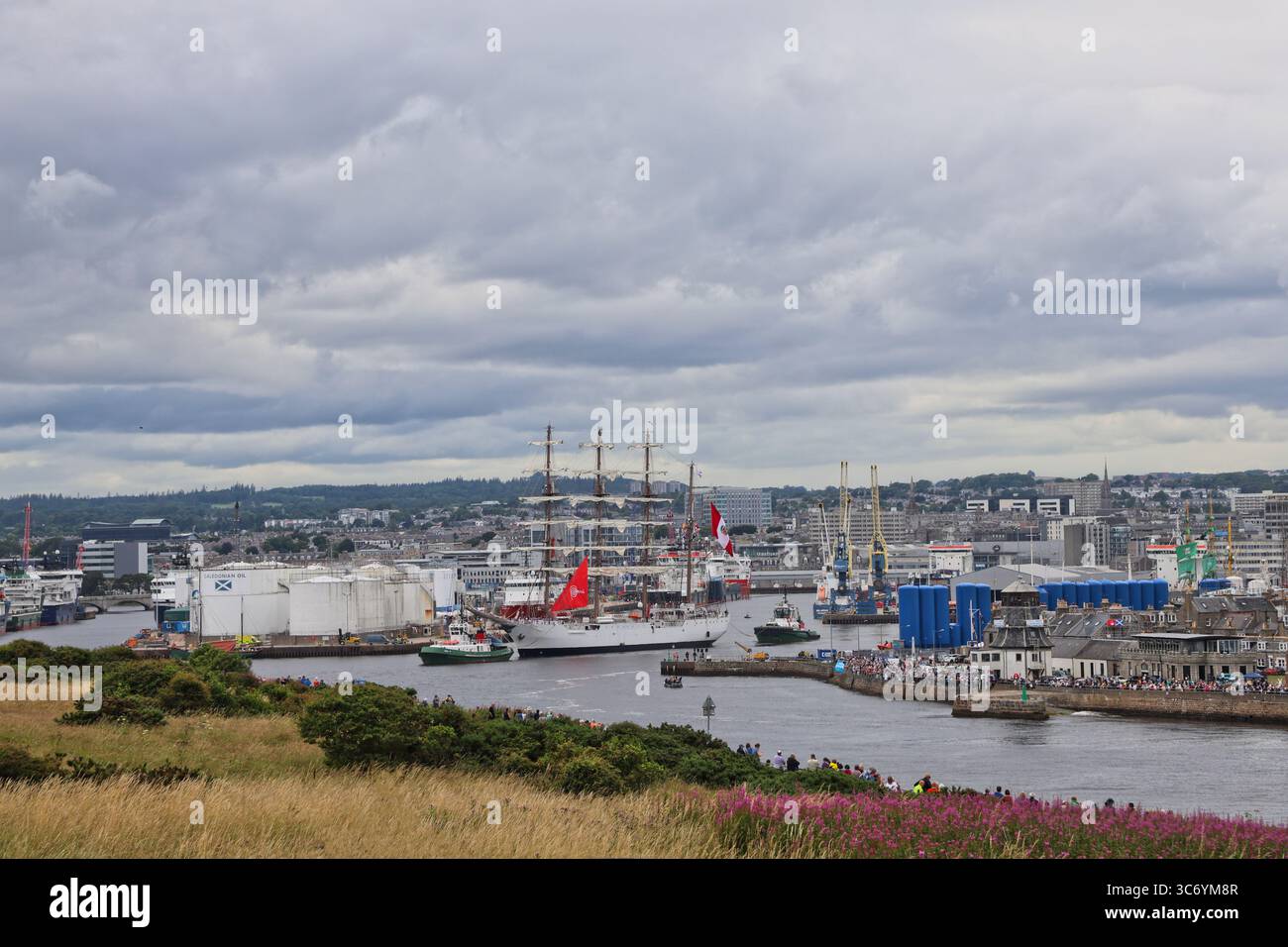 Tall ship Bap Union with tugs Fidra and Kittiwake departing Aberdeen during Tall ships 2025 22nd of July 2025 Stock Photo