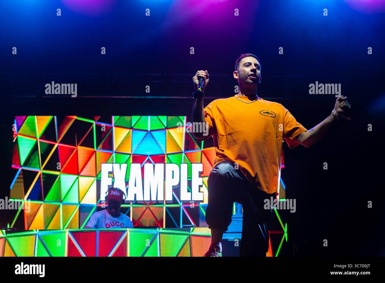 Singer Example, Elliot Gleave, singer, performing live on stage at the ...