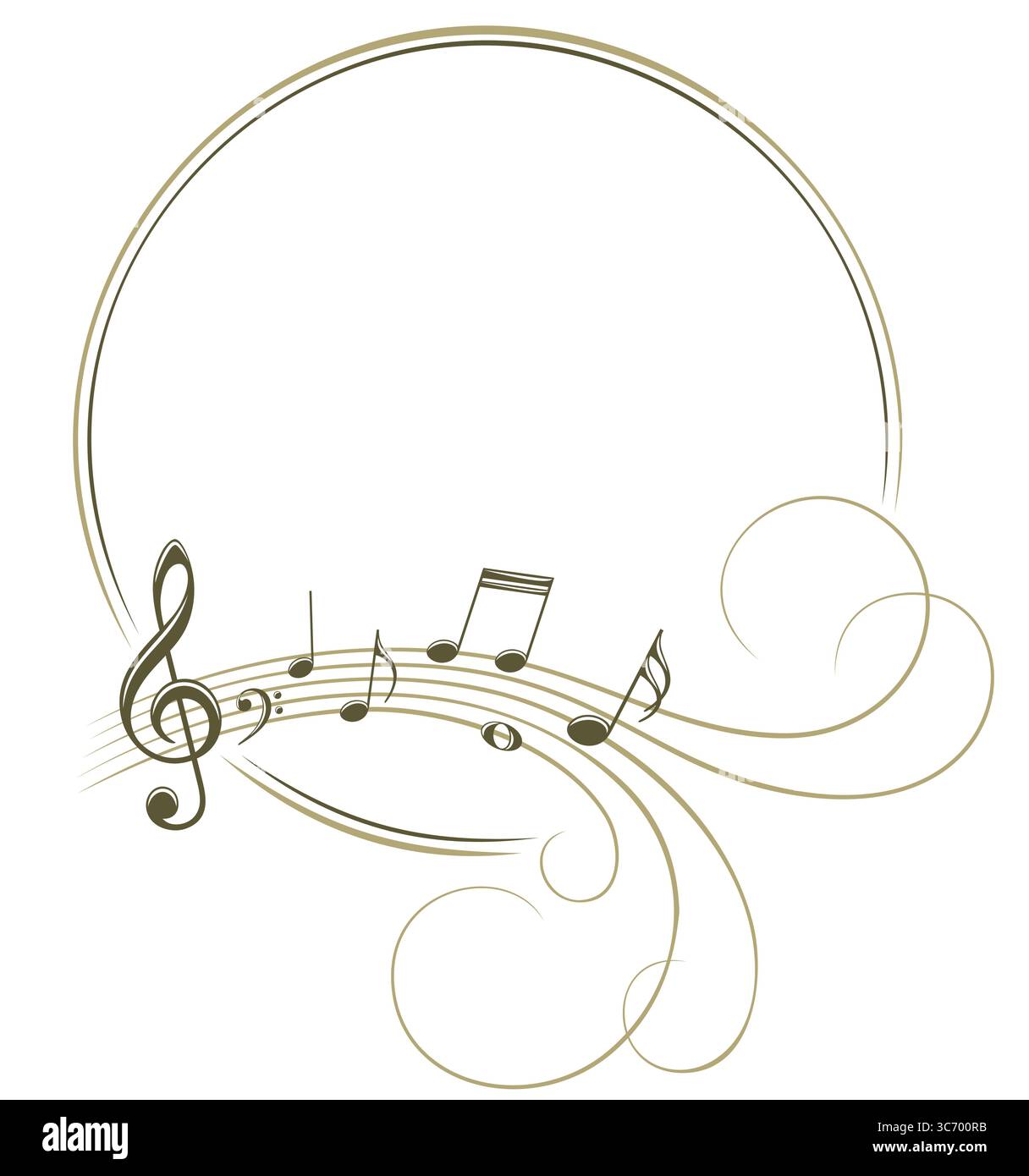 The stylized brown frame with music notes. Stock Vector
