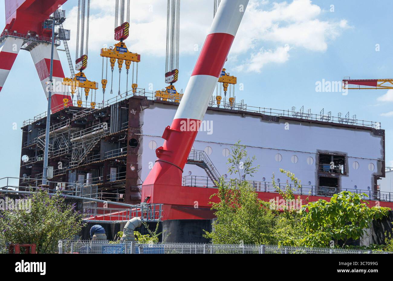 Cruise ship prefabricated hull block, ships construction in St Nazaire ...
