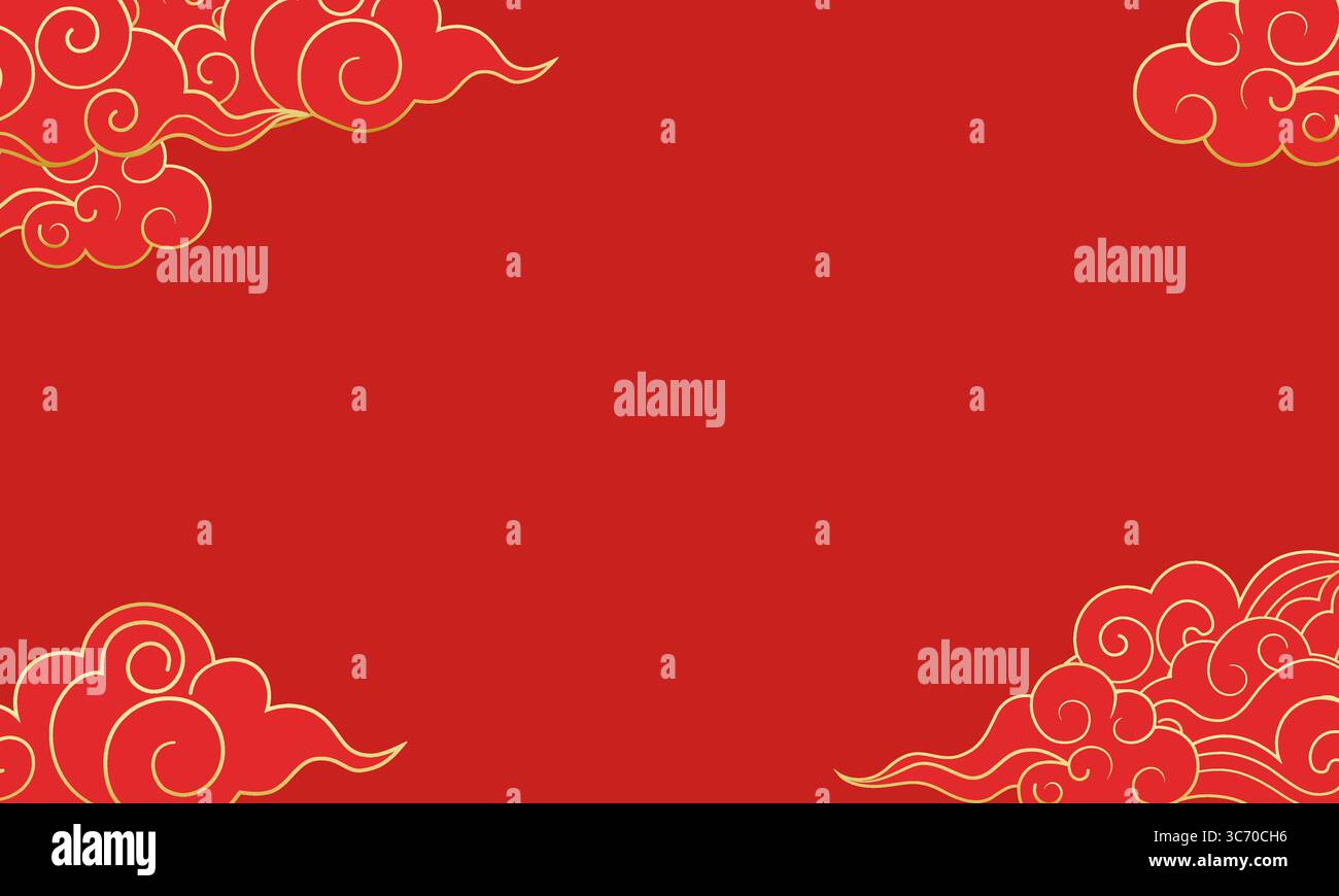 red traditional Chinese auspicious clouds texture background Stock Vector