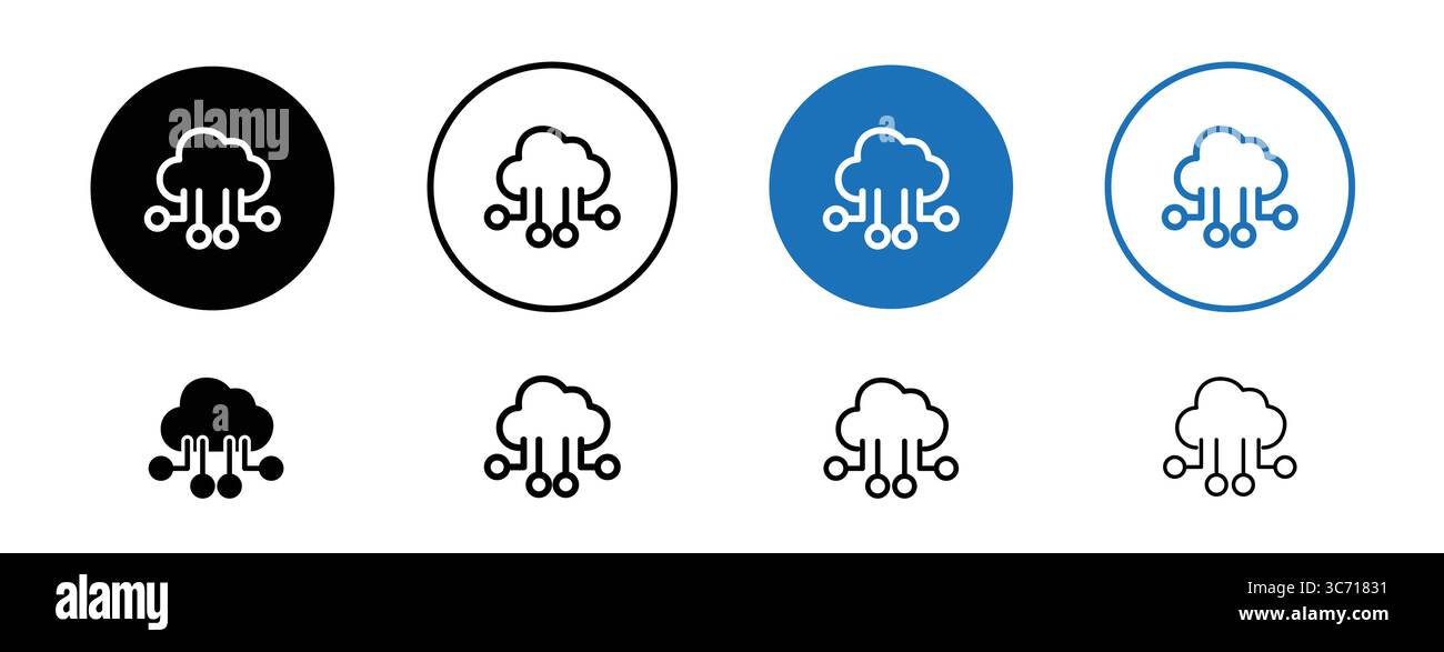 Line icon showing cloud storage and network computing. Stock Vector