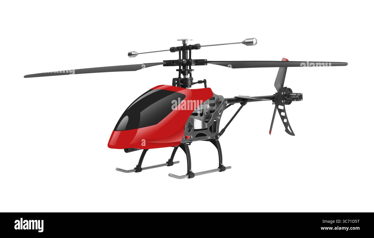 Remote controlled helicopter isolated on white background Stock Photo
