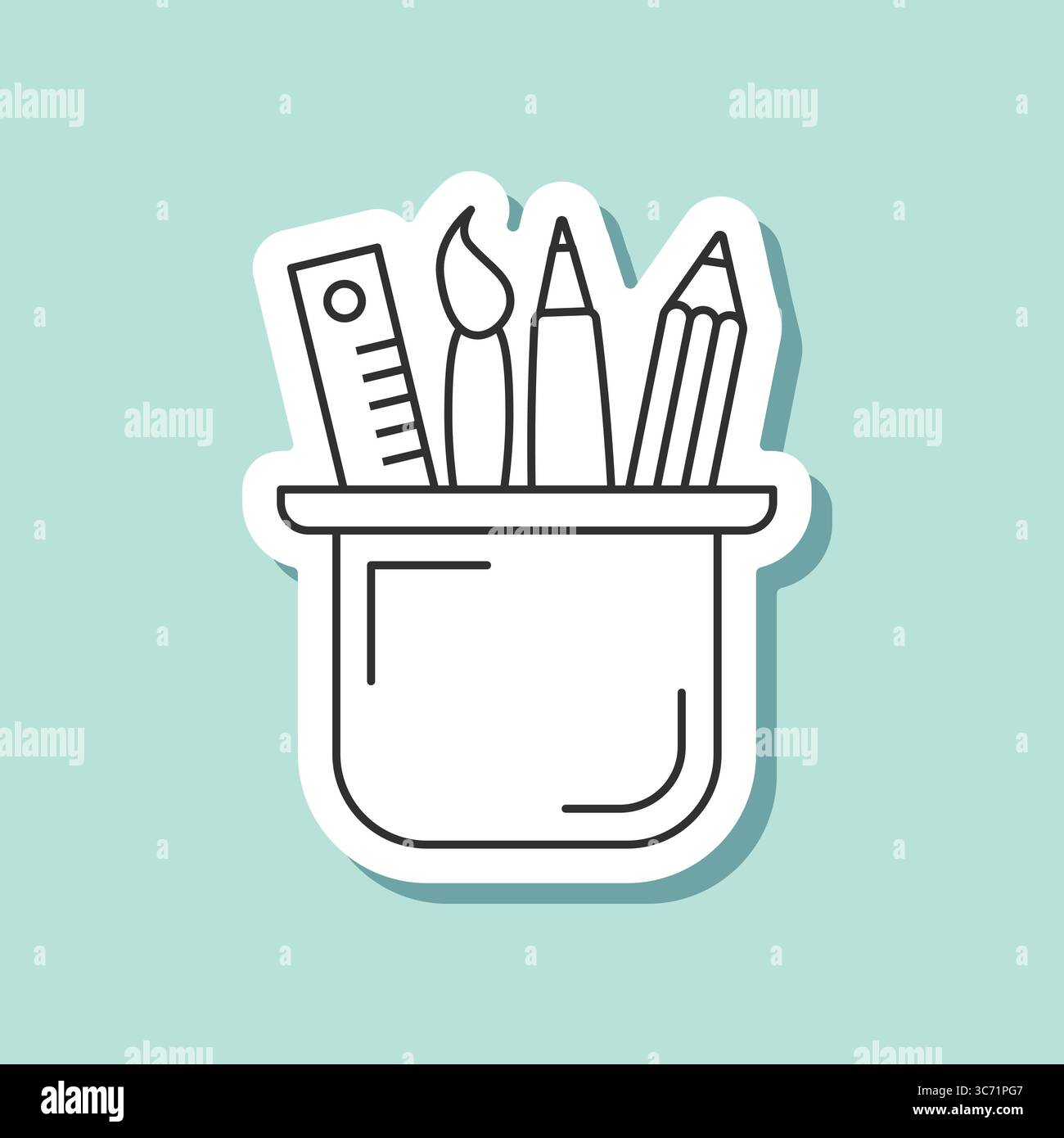 Stationery sticker icon in flat linear stroke style. Office supplies vector illustration on isolated background. Writing sign business concept. Stock Vector