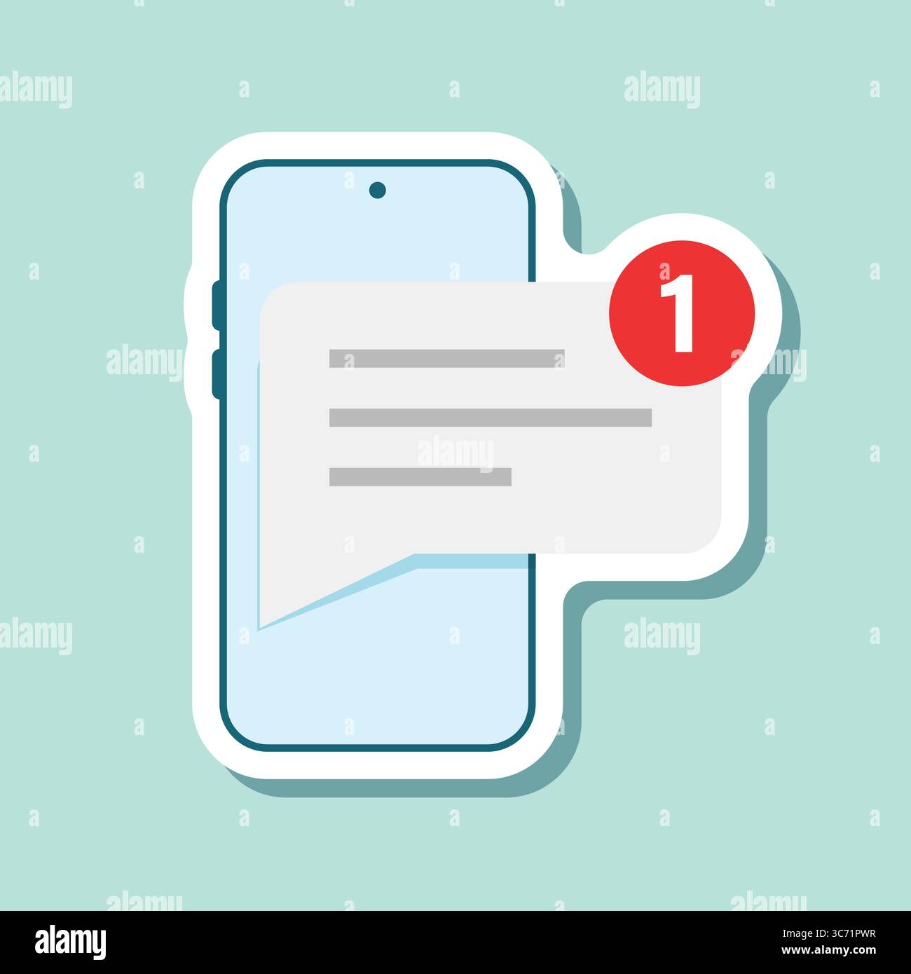Phone notifications sticker icon in flat style. Smartphone with new ...
