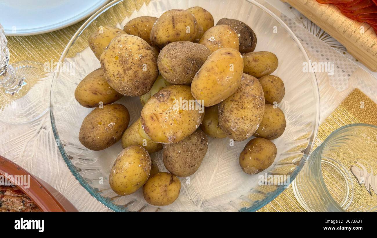 Bowl with Canarian-style wrinkled potatoes Stock Photo