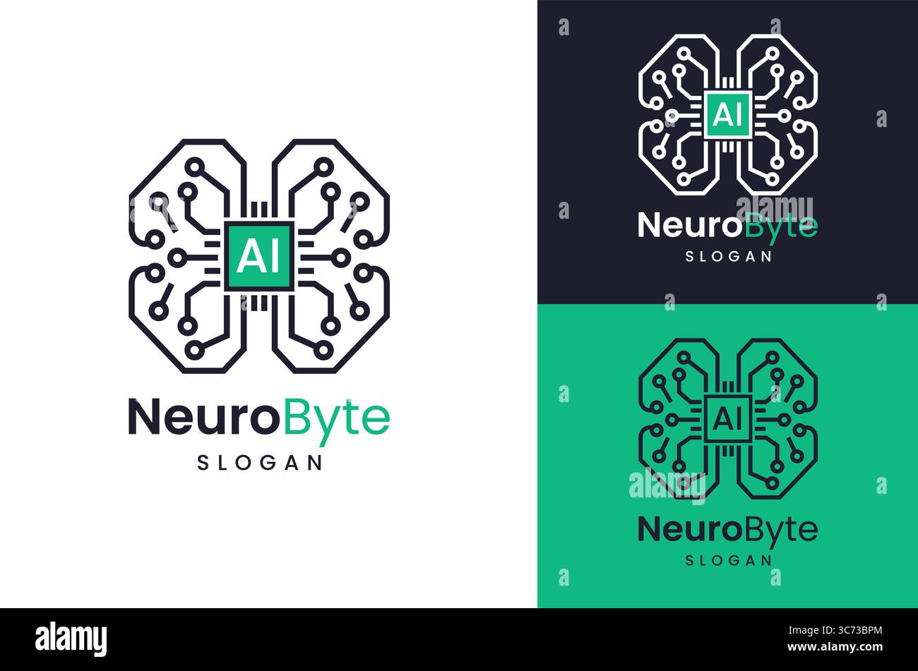 AI Brain Chip Logo with Circuit Neural Design Ideal for AI technology ...