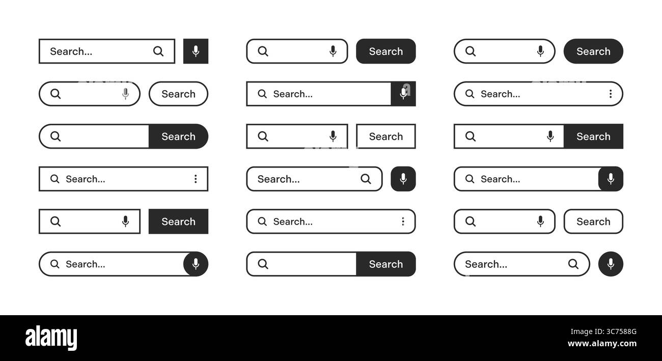 Various search bar templates. Internet browser engine with search box ...