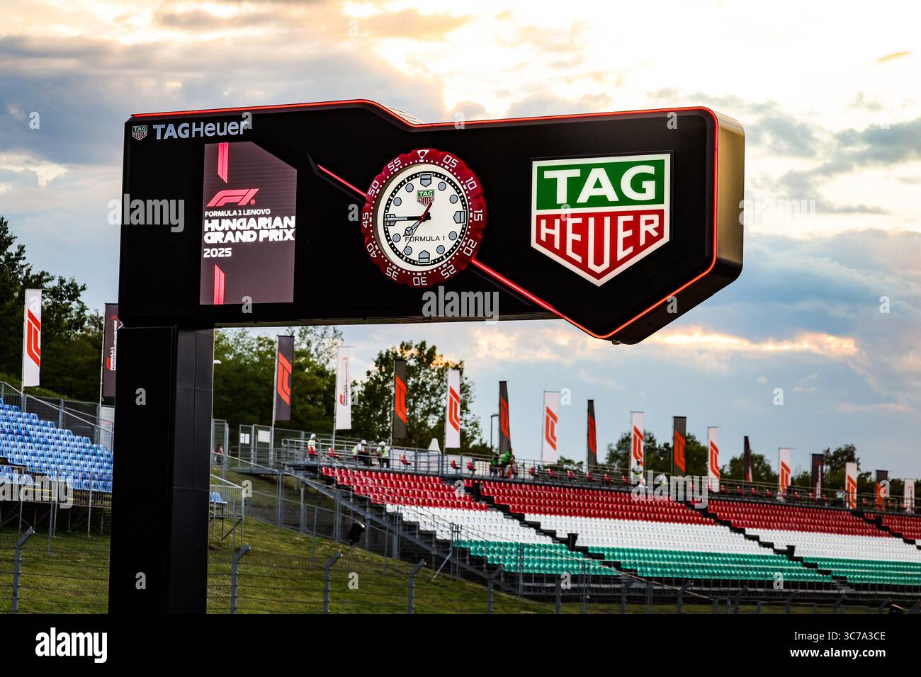 Tag Heuer sponsor clock during the 2025 Formula 1 Lenovo Hungarian ...