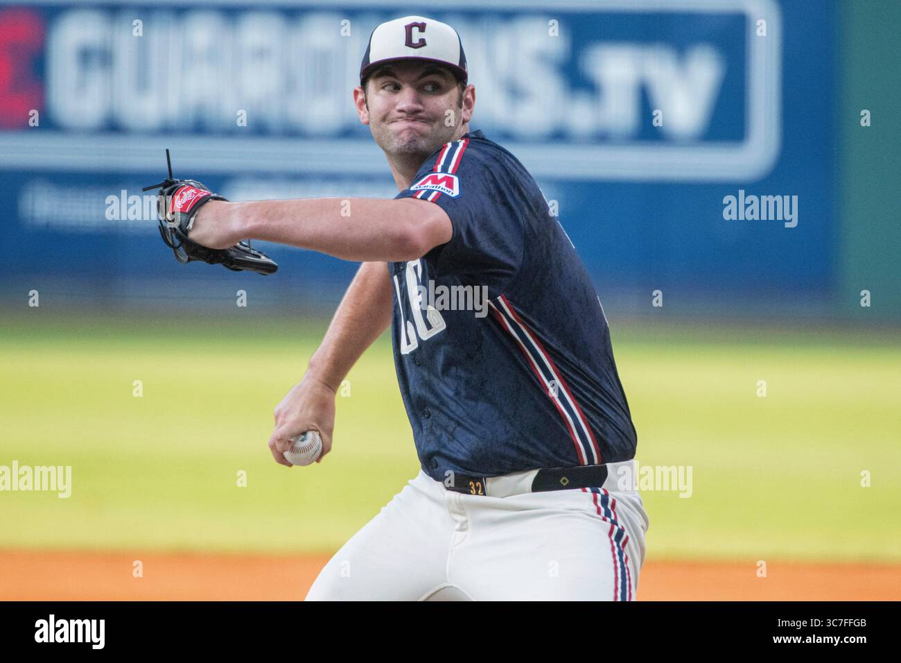 Cleveland Guardians Starting Pitcher Gavin Williams Delivers Against Cleveland Guardians Starting Pitcher Gavin Williams Delivers Against The Minnesota Twins During The First Inning Of A Baseball Game Friday Aug 1 2025 In Cleveland Ap Photophil Long 3C7FFGB