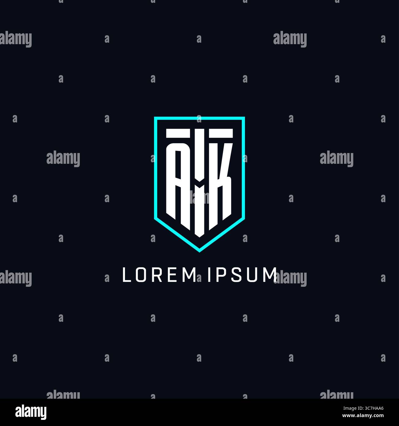 Monogram AK logo shield shape geometric style with simple creative initial logo design vector graphic Stock Vector