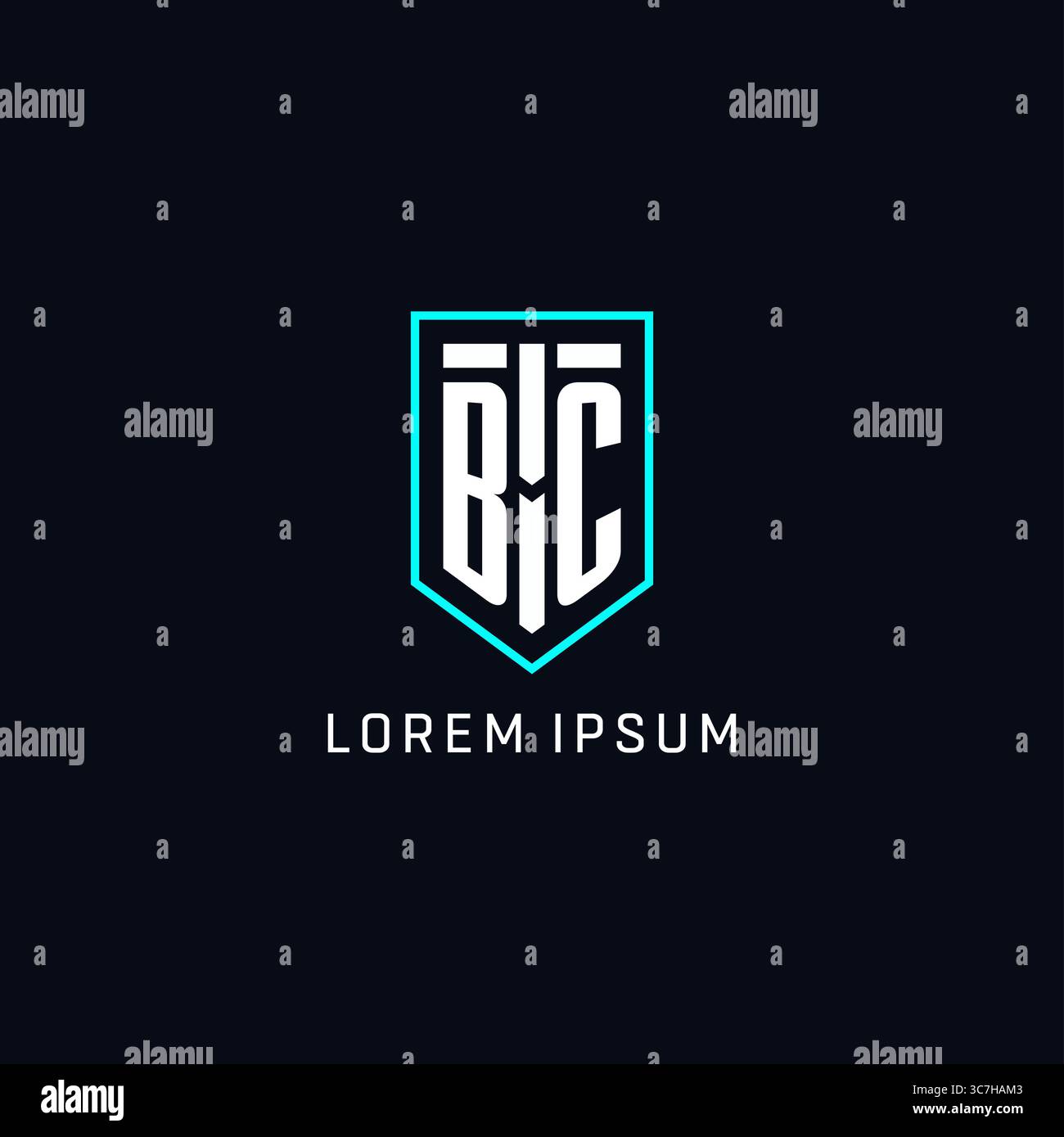 Monogram BC logo shield shape geometric style with simple creative initial logo design vector graphic Stock Vector
