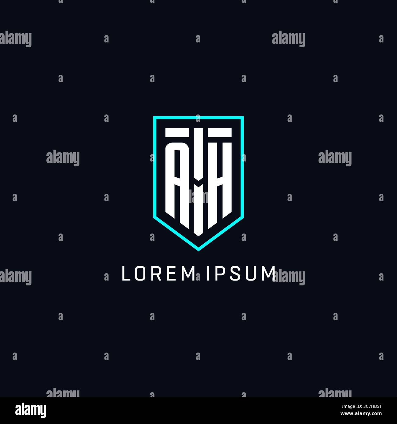 Monogram AH logo shield shape geometric style with simple creative initial logo design vector graphic Stock Vector