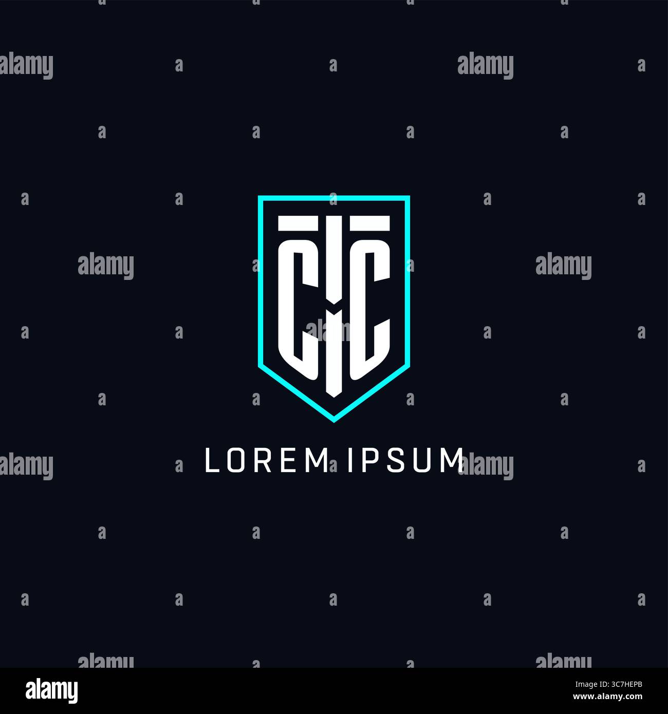 Monogram CC logo shield shape geometric style with simple creative initial logo design vector graphic Stock Vector