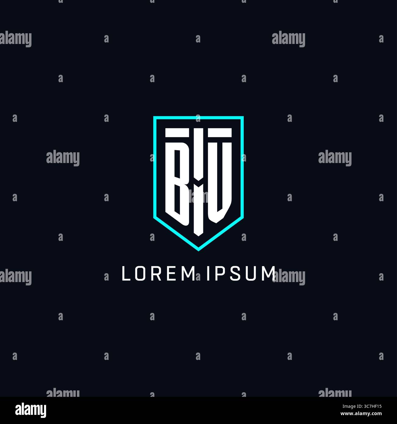 Monogram BV logo shield shape geometric style with simple creative initial logo design vector graphic Stock Vector