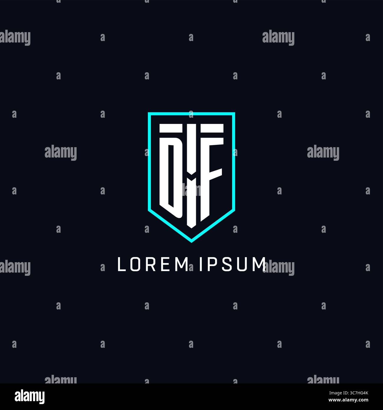 Monogram DF logo shield shape geometric style with simple creative initial logo design vector graphic Stock Vector