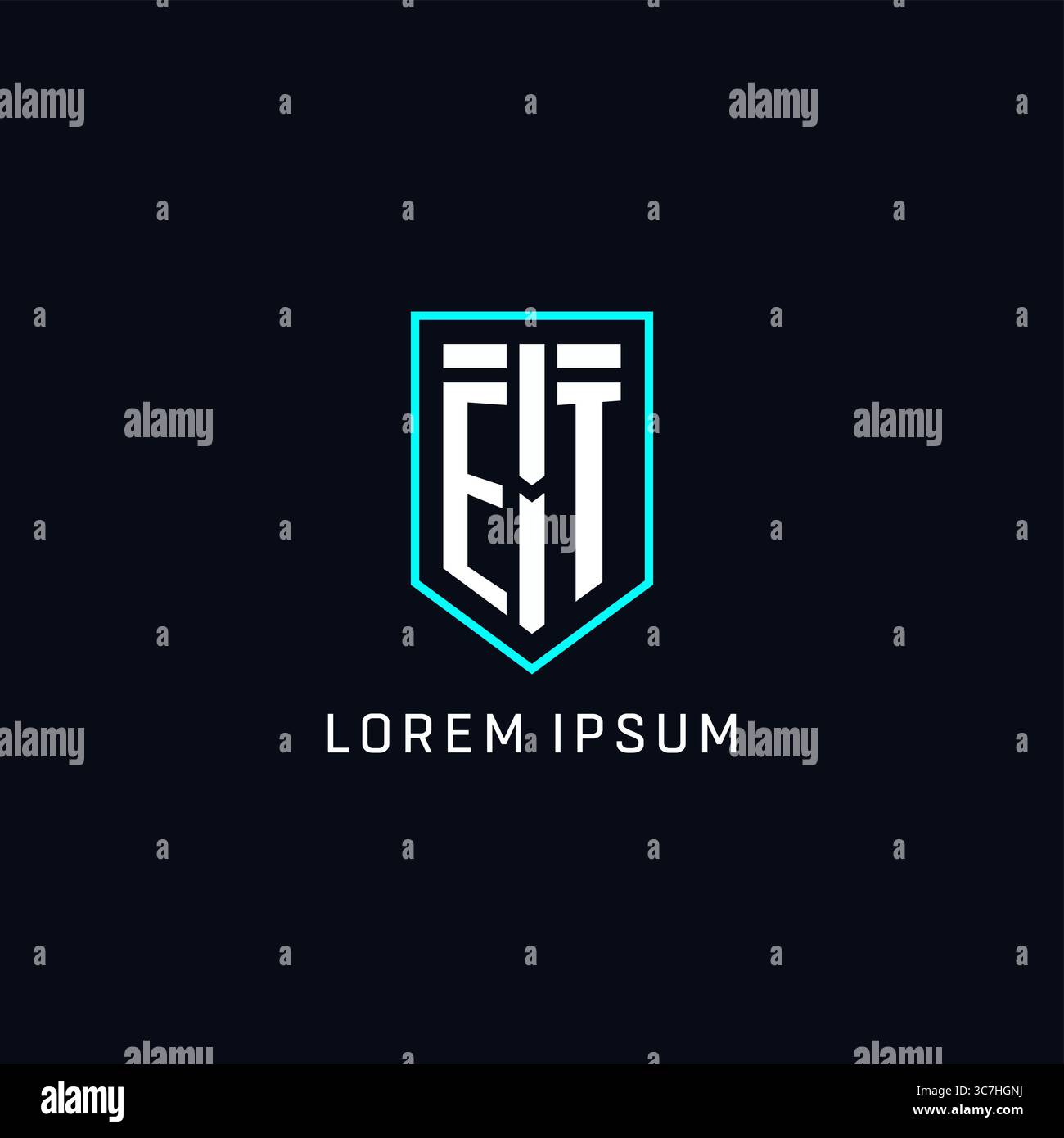 Monogram ET logo shield shape geometric style with simple creative initial logo design vector graphic Stock Vector