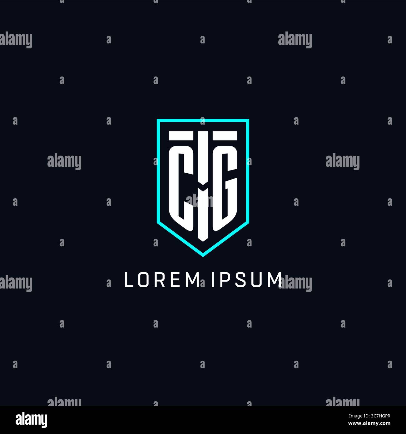 Monogram CG logo shield shape geometric style with simple creative initial logo design vector graphic Stock Vector