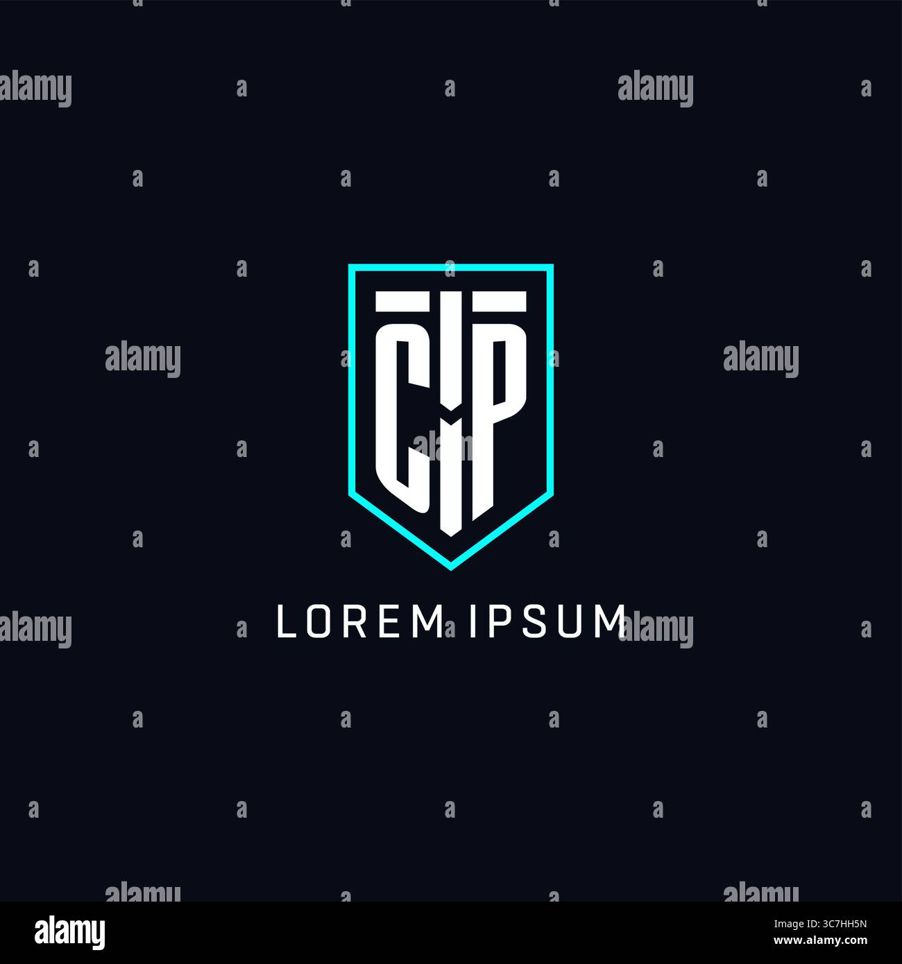 Monogram CP logo shield shape geometric style with simple creative initial logo design vector graphic Stock Vector