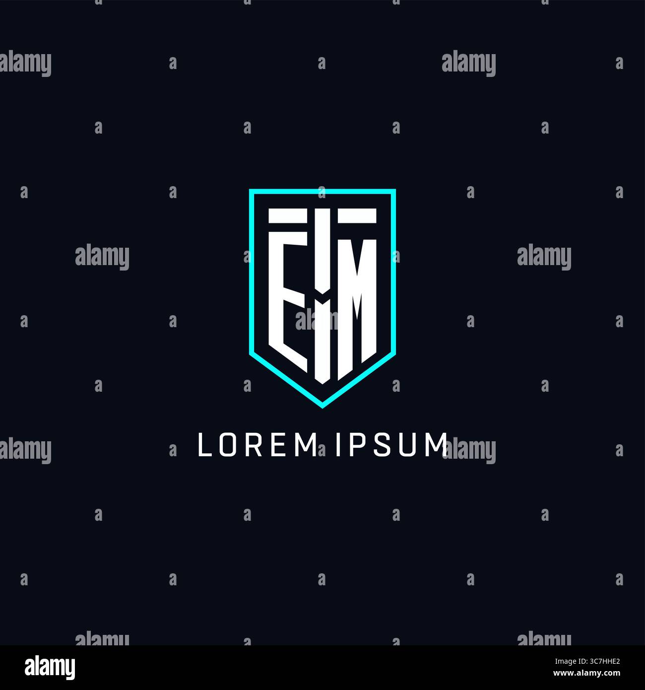 Monogram EM logo shield shape geometric style with simple creative initial logo design vector graphic Stock Vector