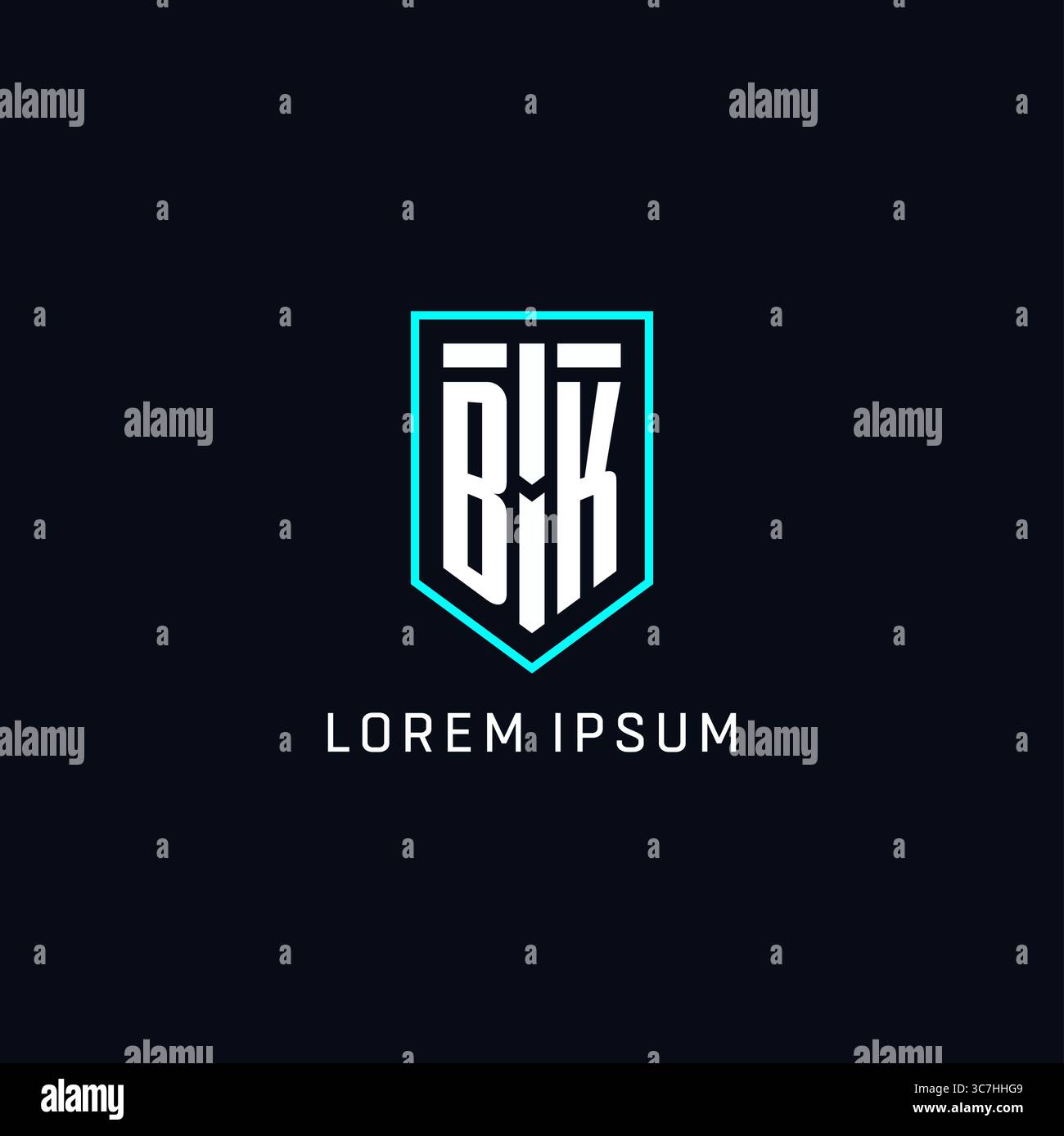 Monogram BK logo shield shape geometric style with simple creative initial logo design vector graphic Stock Vector