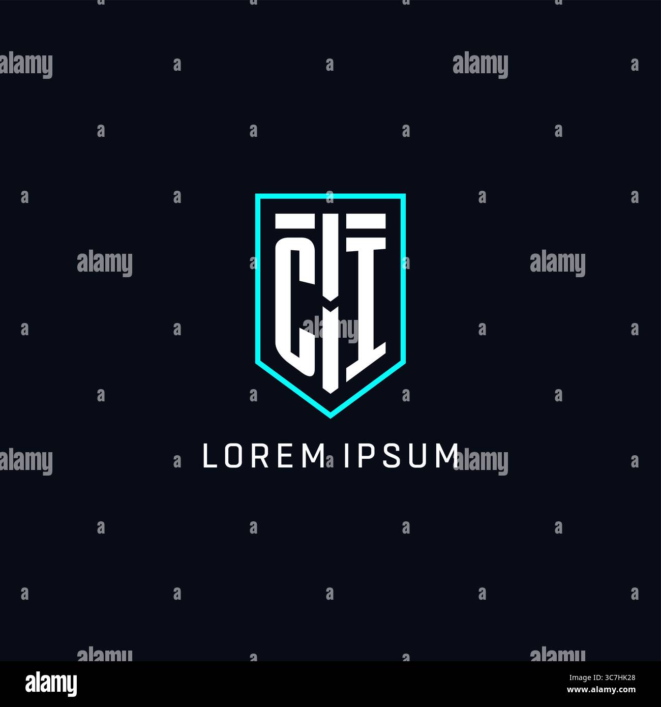 Monogram CI logo shield shape geometric style with simple creative initial logo design vector graphic Stock Vector