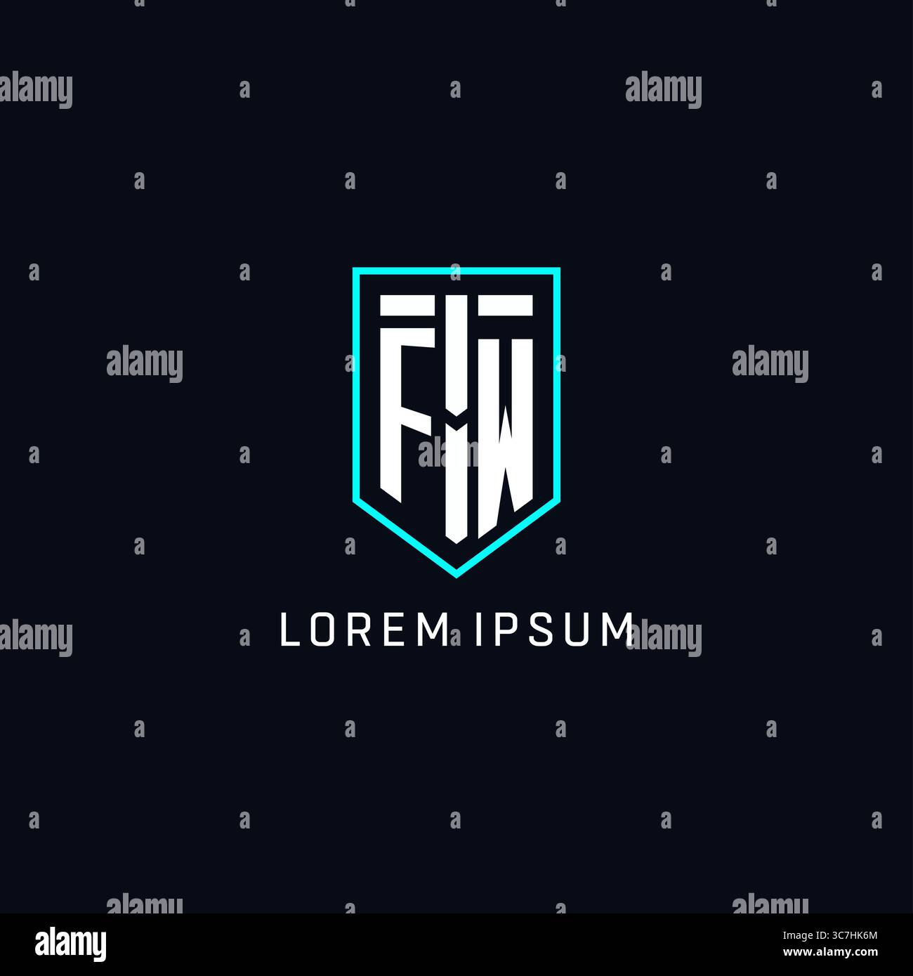 Monogram FW logo shield shape geometric style with simple creative initial logo design vector graphic Stock Vector