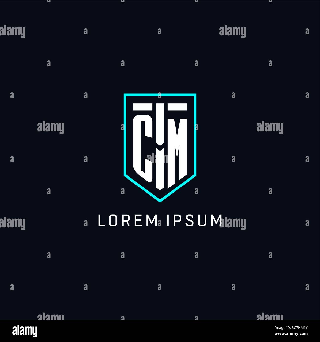 Monogram CM logo shield shape geometric style with simple creative initial logo design vector graphic Stock Vector
