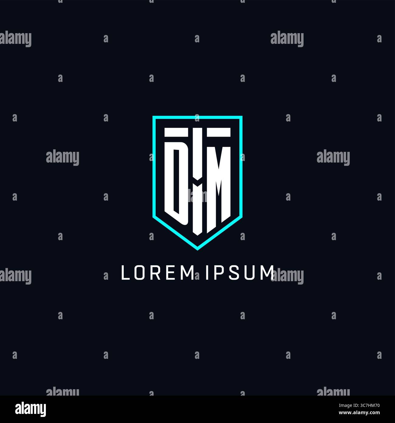 Monogram DM logo shield shape geometric style with simple creative initial logo design vector graphic Stock Vector