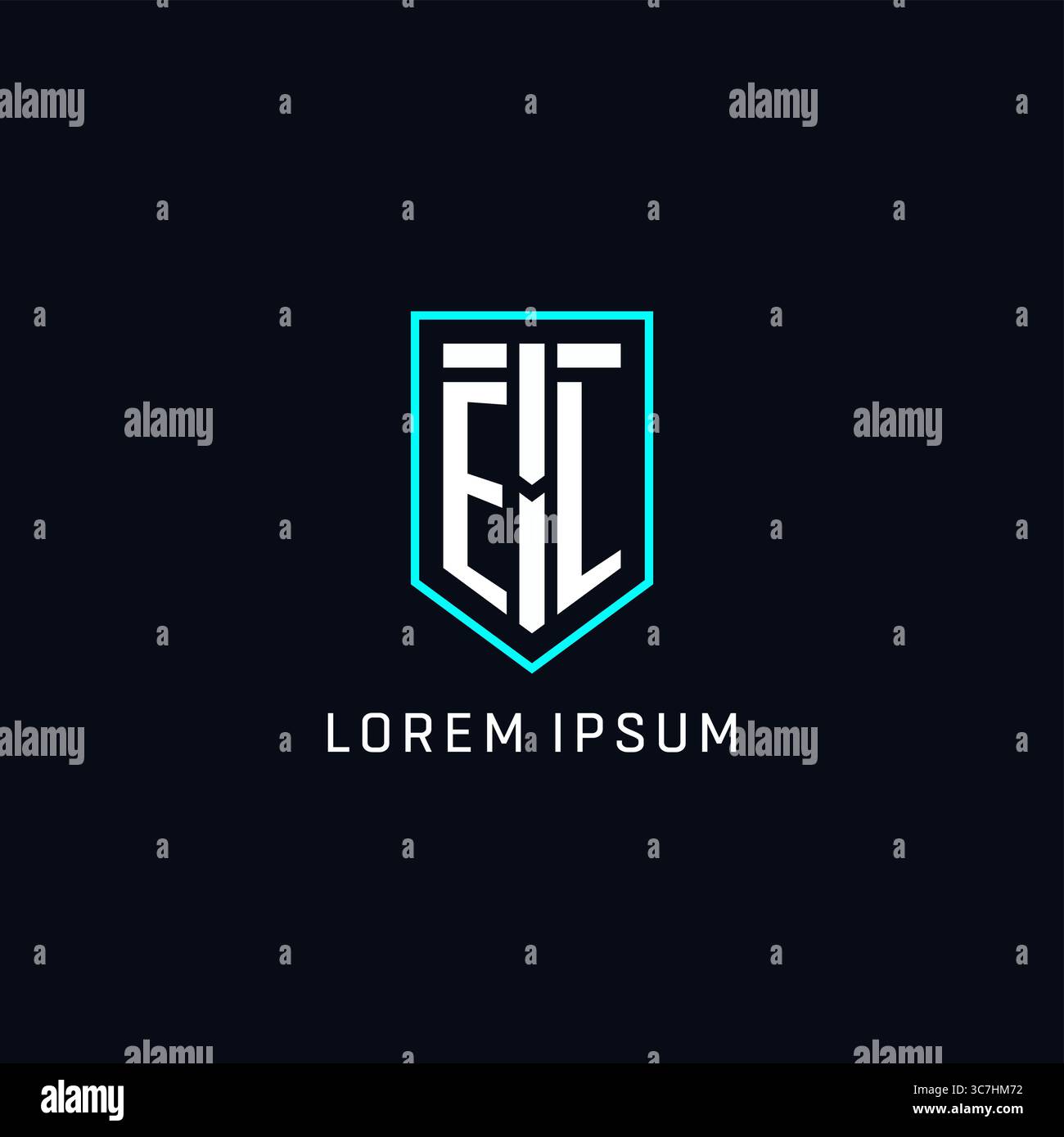 Monogram EL logo shield shape geometric style with simple creative initial logo design vector graphic Stock Vector