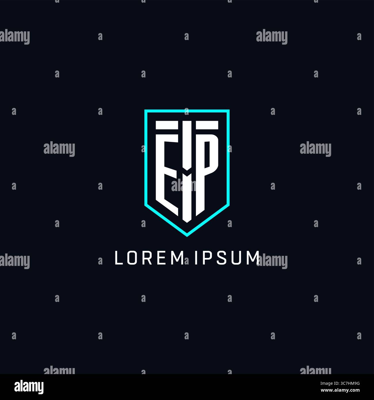 Monogram EP logo shield shape geometric style with simple creative initial logo design vector graphic Stock Vector