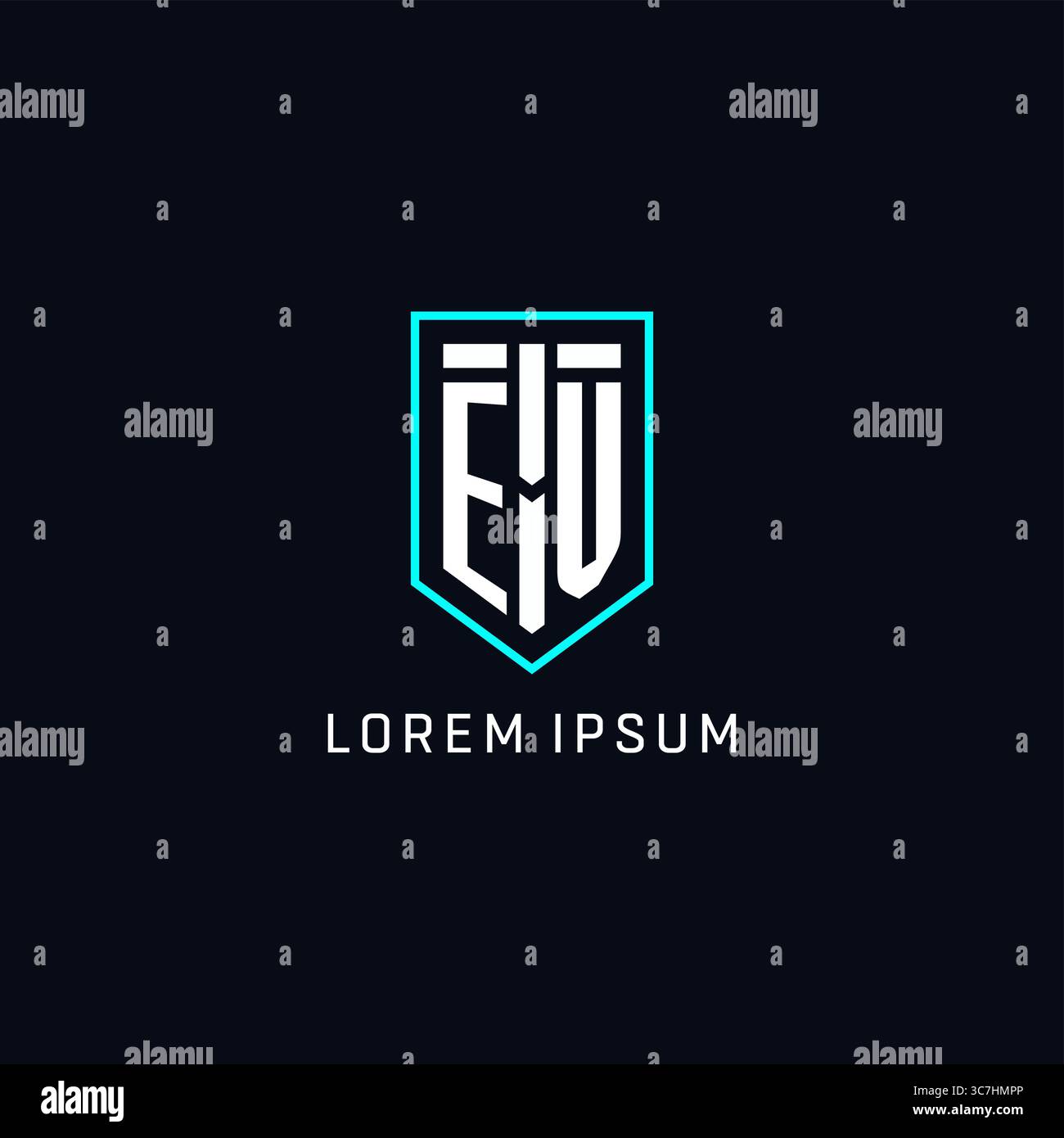 Monogram EV logo shield shape geometric style with simple creative initial logo design vector graphic Stock Vector