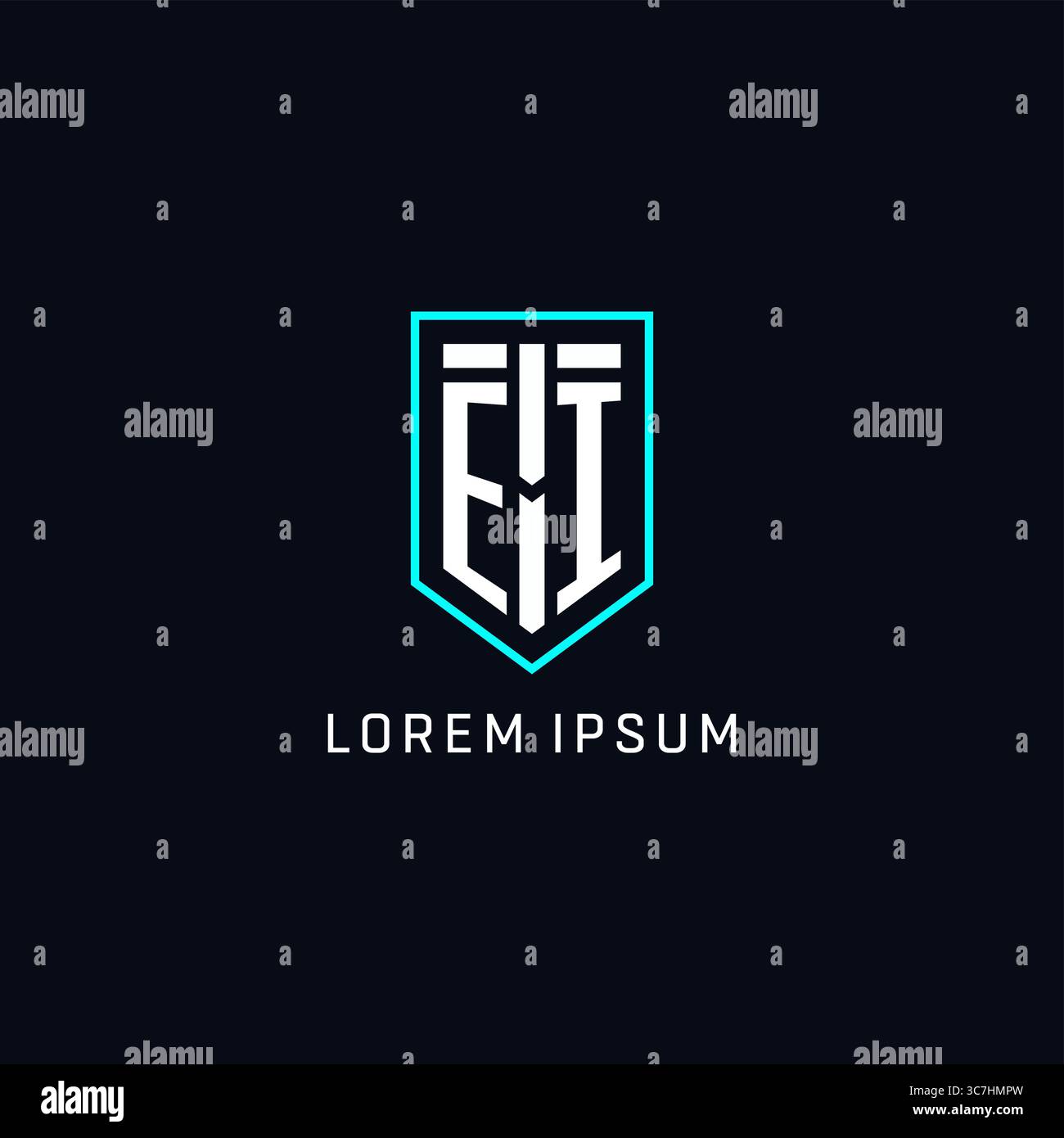 Monogram EI logo shield shape geometric style with simple creative initial logo design vector graphic Stock Vector