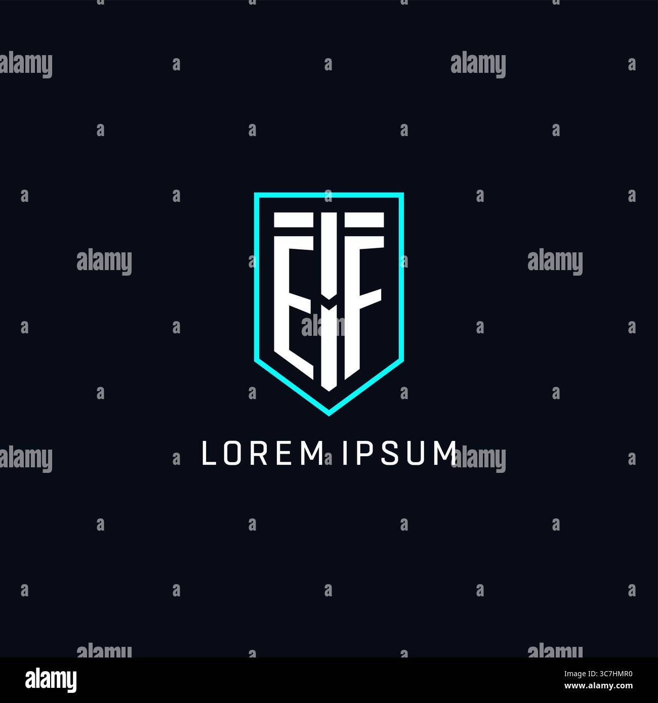 Monogram EF logo shield shape geometric style with simple creative initial logo design vector graphic Stock Vector