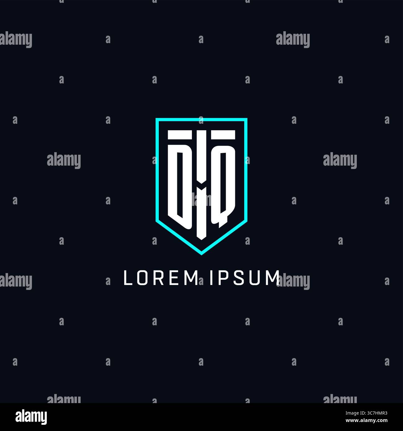 Monogram DQ logo shield shape geometric style with simple creative initial logo design vector graphic Stock Vector