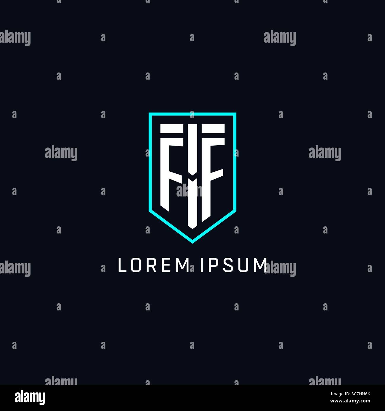 Monogram FF logo shield shape geometric style with simple creative initial logo design vector graphic Stock Vector