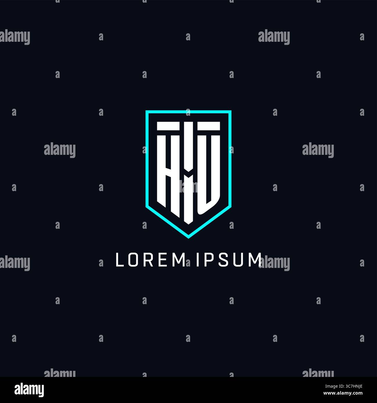 Monogram HU logo shield shape geometric style with simple creative initial logo design vector graphic Stock Vector
