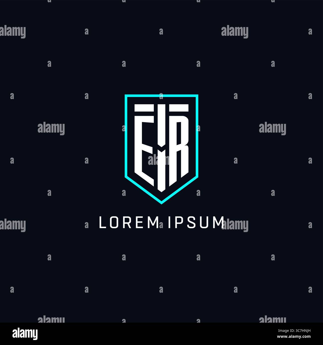 Monogram ER logo shield shape geometric style with simple creative initial logo design vector graphic Stock Vector
