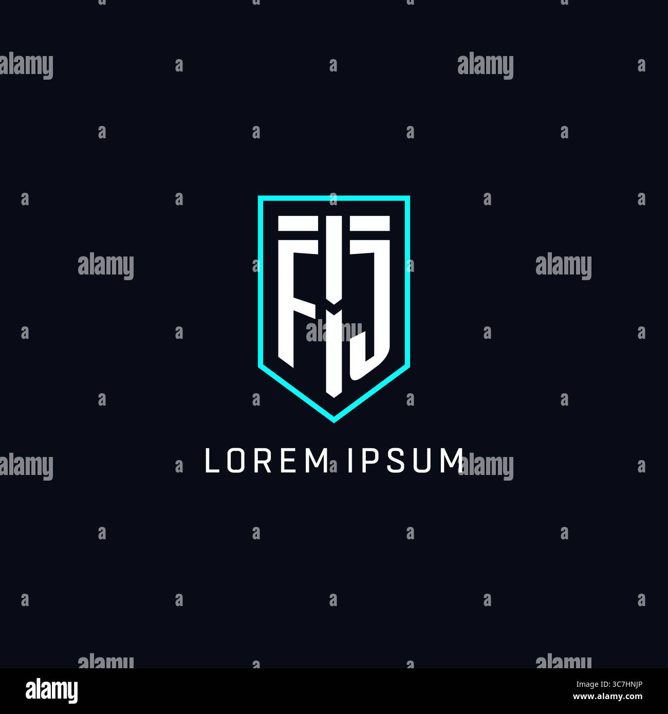 Monogram FJ logo shield shape geometric style with simple creative ...