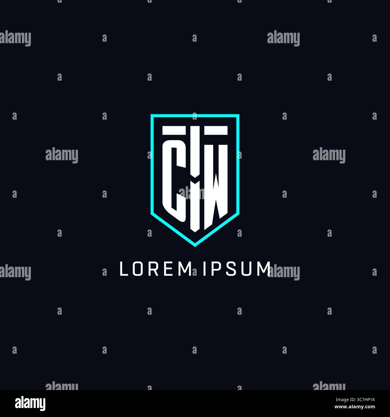 Monogram CW logo shield shape geometric style with simple creative initial logo design vector graphic Stock Vector