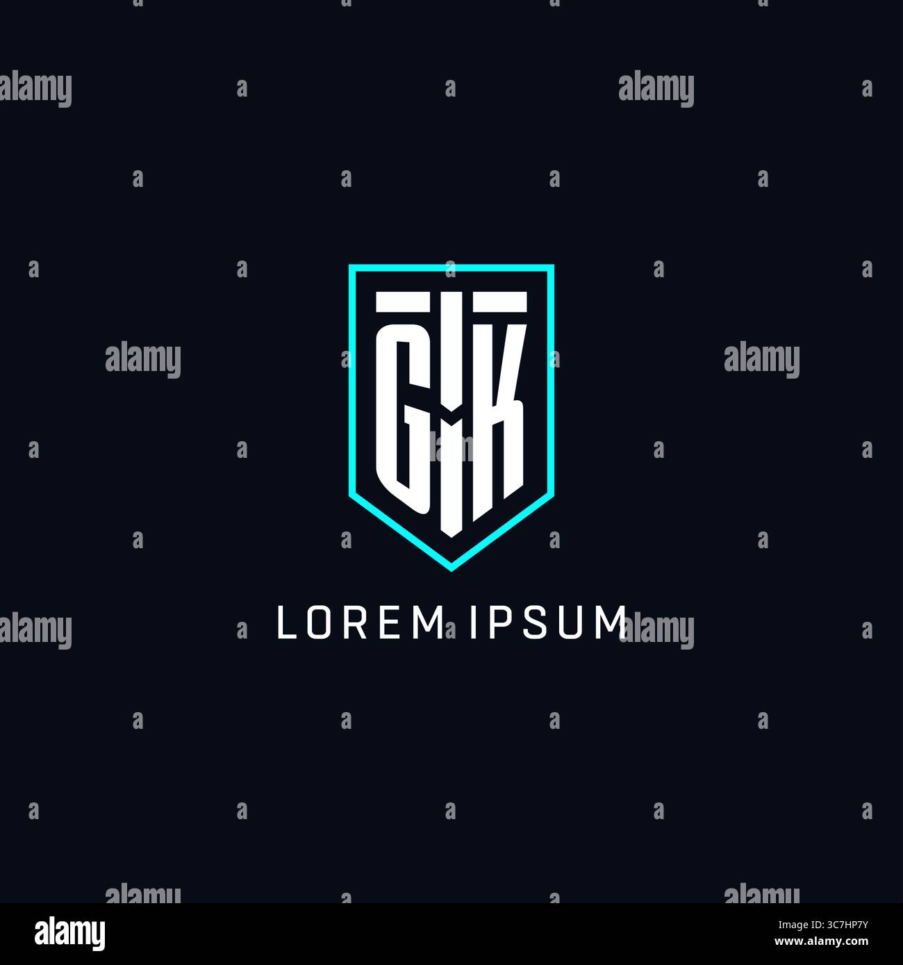 Monogram GK logo shield shape geometric style with simple creative initial logo design vector graphic Stock Vector