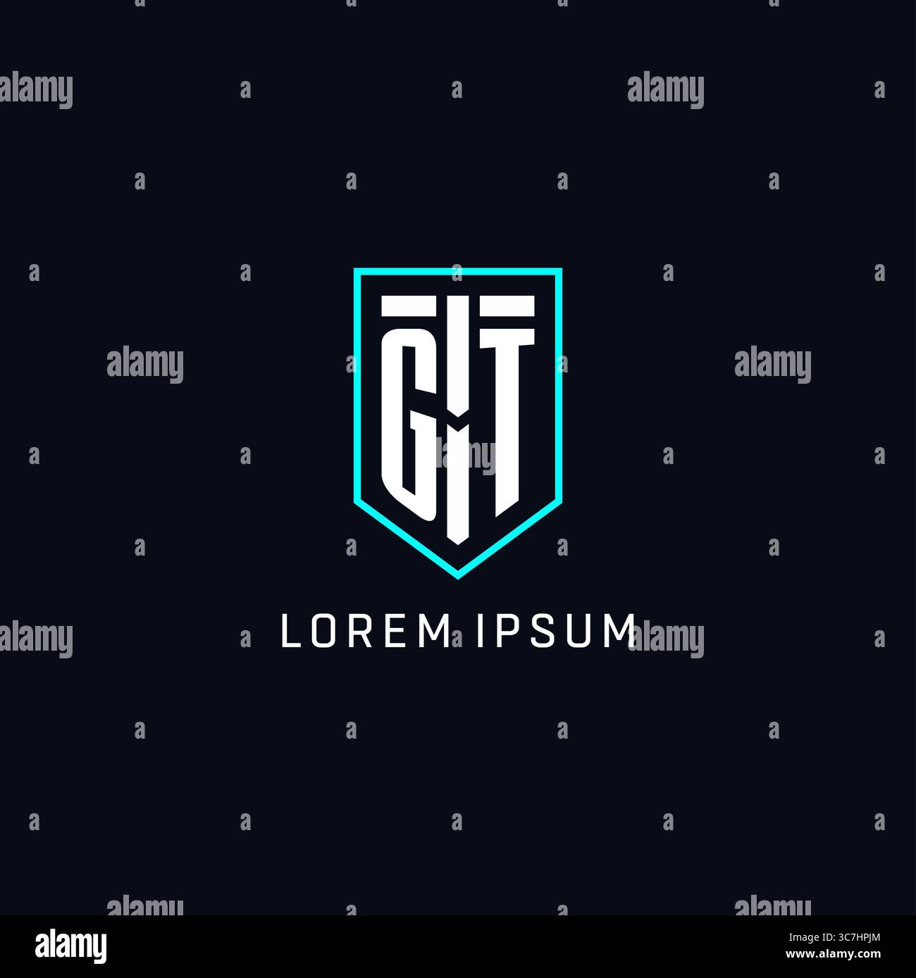 Monogram GT logo shield shape geometric style with simple creative initial logo design vector graphic Stock Vector