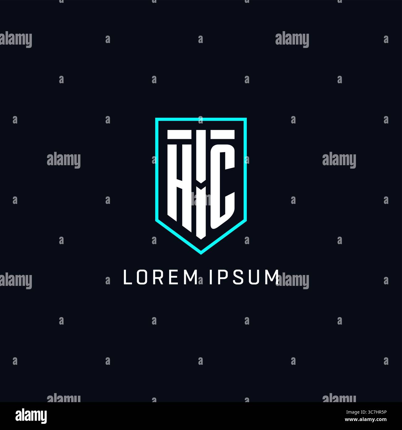 Monogram HC logo shield shape geometric style with simple creative initial logo design vector graphic Stock Vector