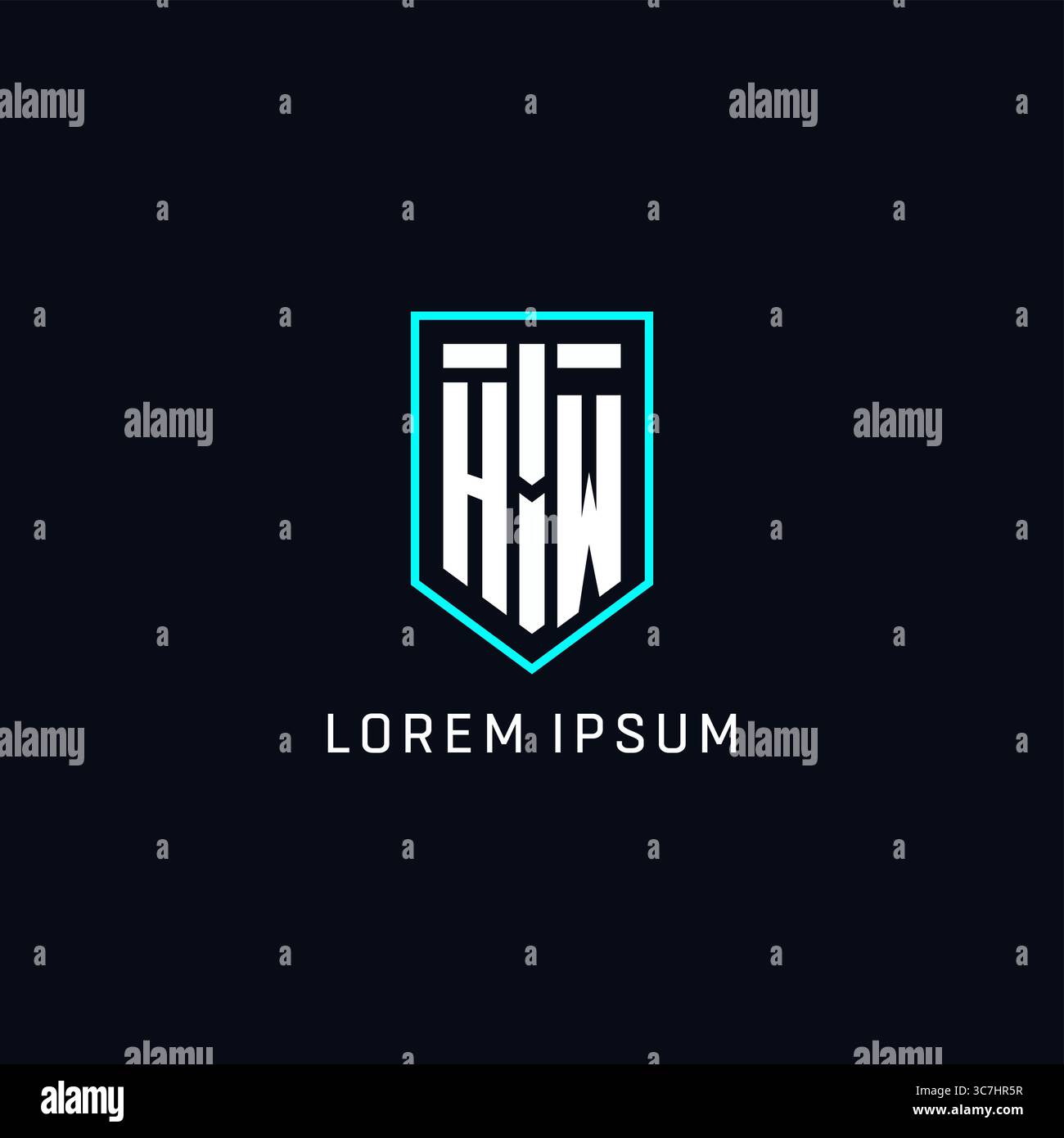 Monogram HW logo shield shape geometric style with simple creative initial logo design vector graphic Stock Vector