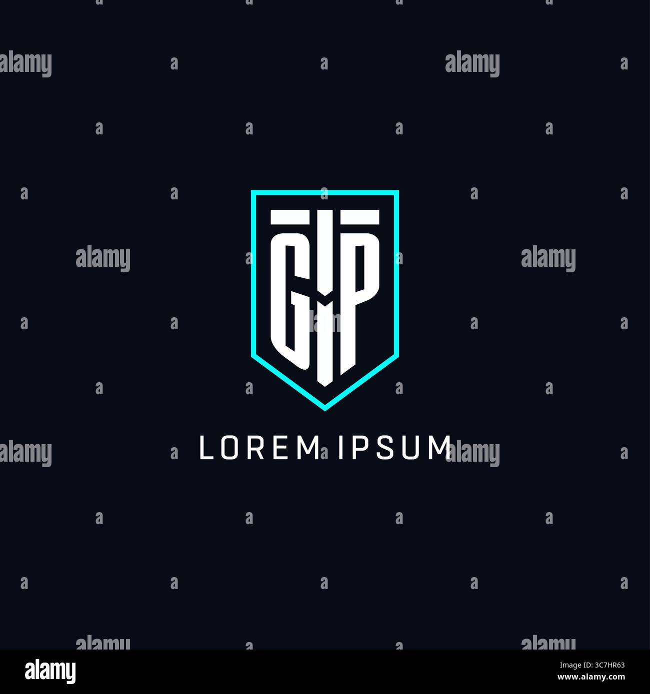 Monogram GP logo shield shape geometric style with simple creative initial logo design vector graphic Stock Vector