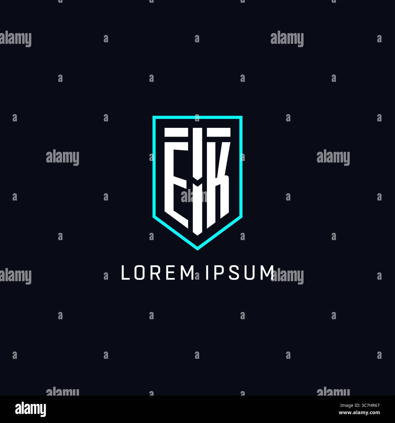 Monogram EK logo shield shape geometric style with simple creative initial logo design vector graphic Stock Vector
