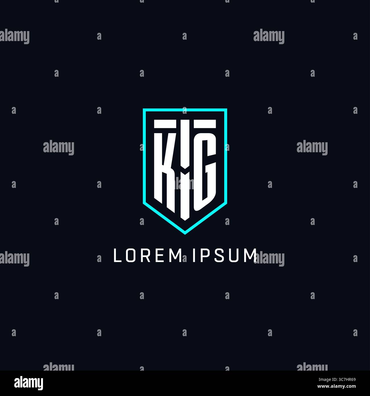 Monogram KG logo shield shape geometric style with simple creative initial logo design vector graphic Stock Vector