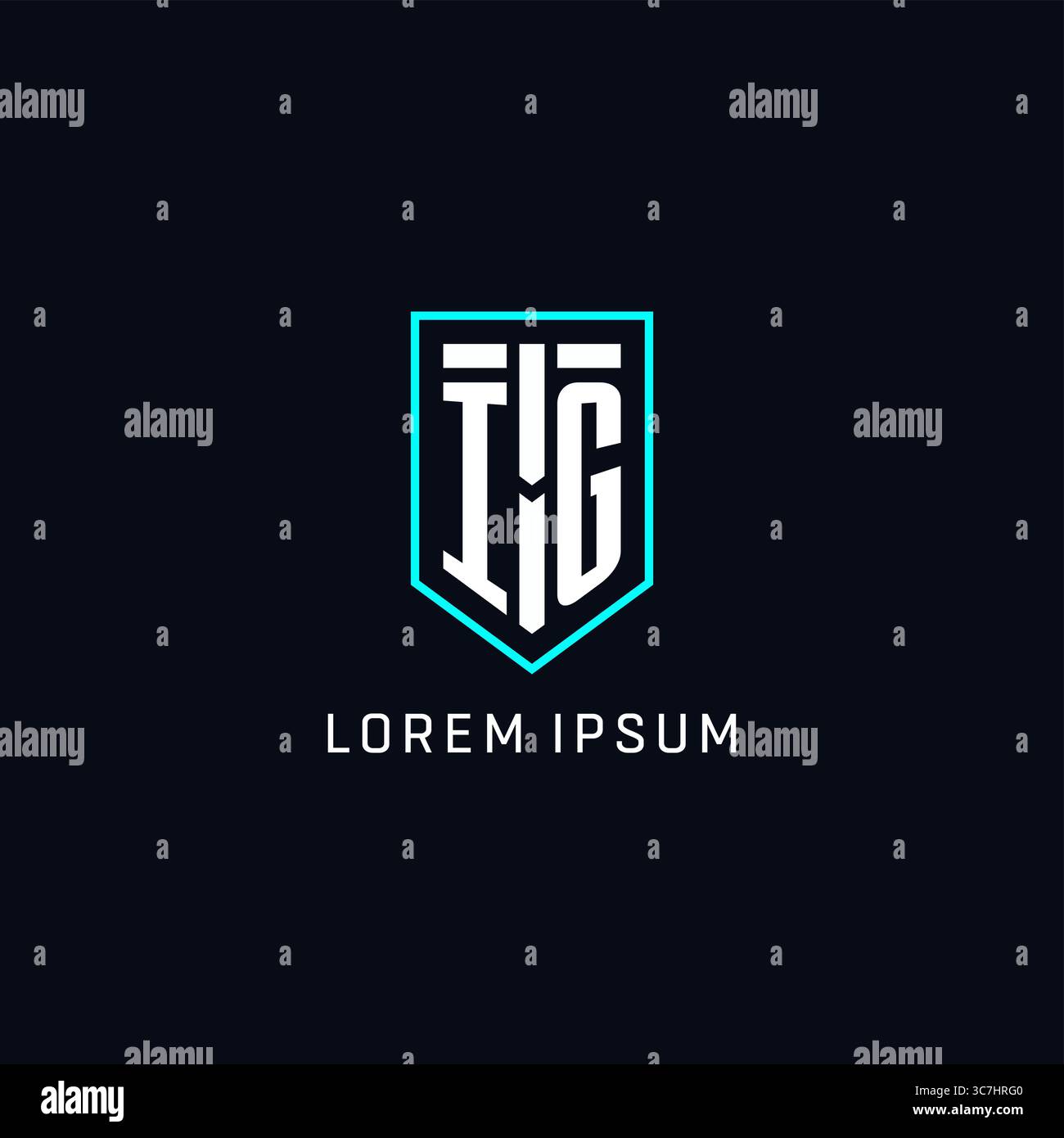Monogram IG logo shield shape geometric style with simple creative initial logo design vector graphic Stock Vector