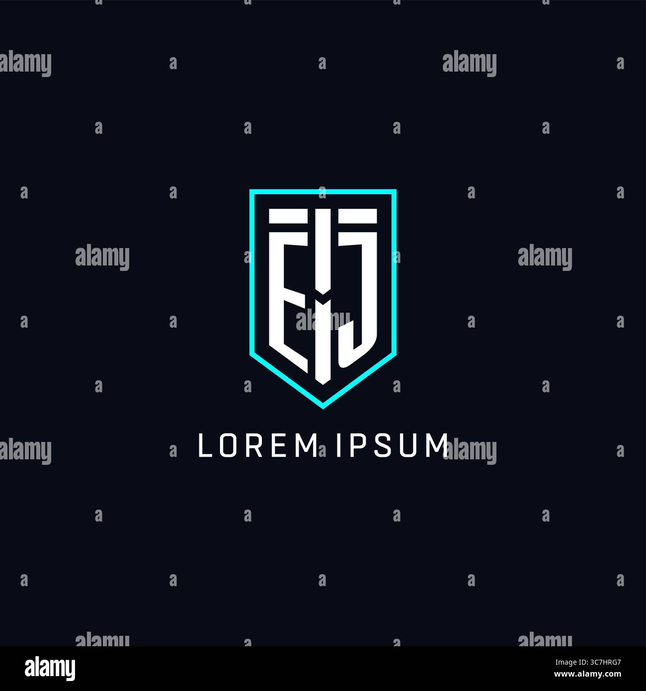 Monogram EJ logo shield shape geometric style with simple creative initial logo design vector graphic Stock Vector