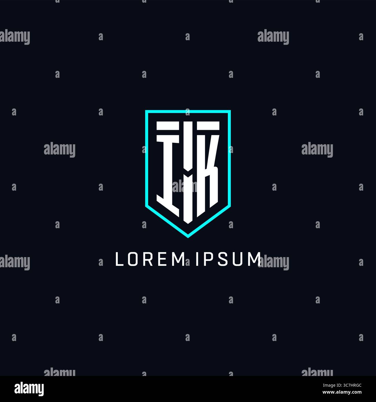 Monogram IK logo shield shape geometric style with simple creative initial logo design vector graphic Stock Vector